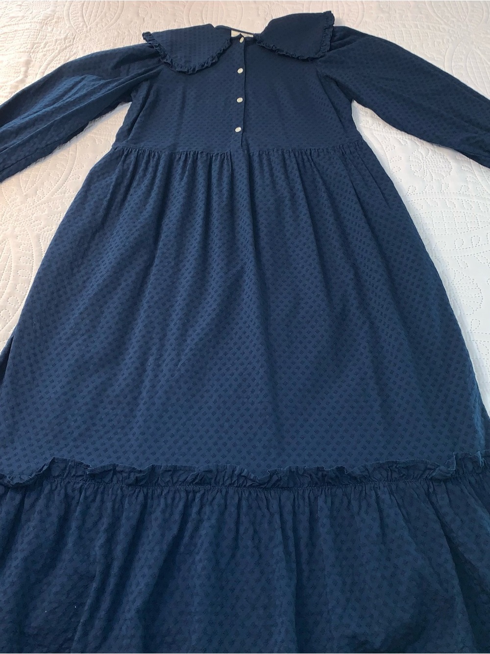 Universal Thread Collared Navy Cottagecore Ruffle Maxi Dress. S - Picture 3 of 8
